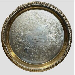 Sheridan Fine Silverplate Taunton Silversmiths Gadroon 12" Round Serving Tray